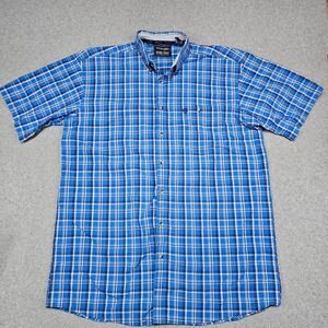 Wrangler George Strait Shirt Mens 2XL Tall Blue Plaid Cowboy Cut Button Down